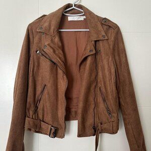 ASTR the label, Brown Suede Moto Jacket